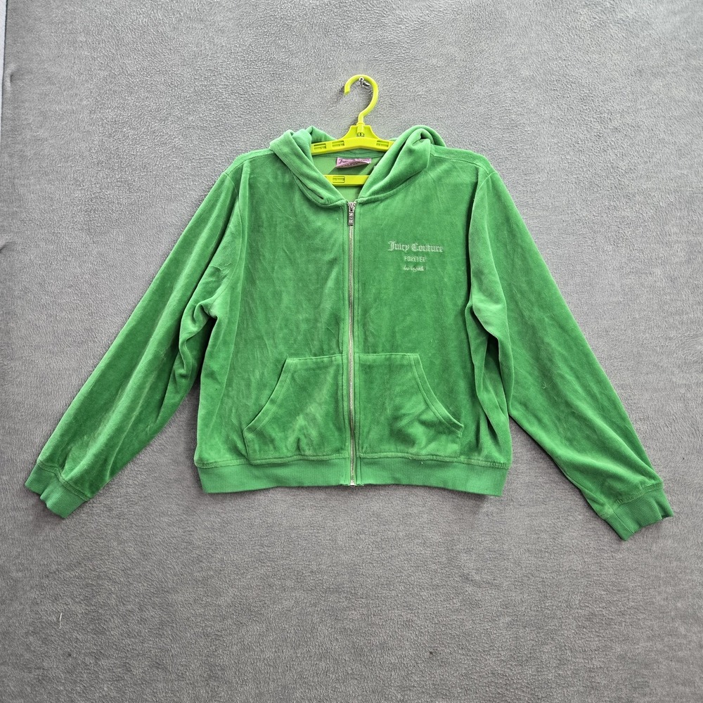 Juicy Couture X‎ Forever 21 Women Hoodie 2X PLUS Green Velour Full Zip